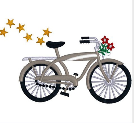 Embroidery Design Pattern File Bicycle with Basket of