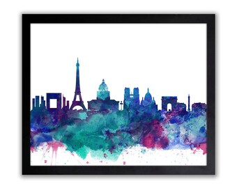 Paris Art - Paris Skyline - Watercolor Paris Cityscape Wall Art - Painting of Paris City - Abstract Paris City Painting - PARIS 1