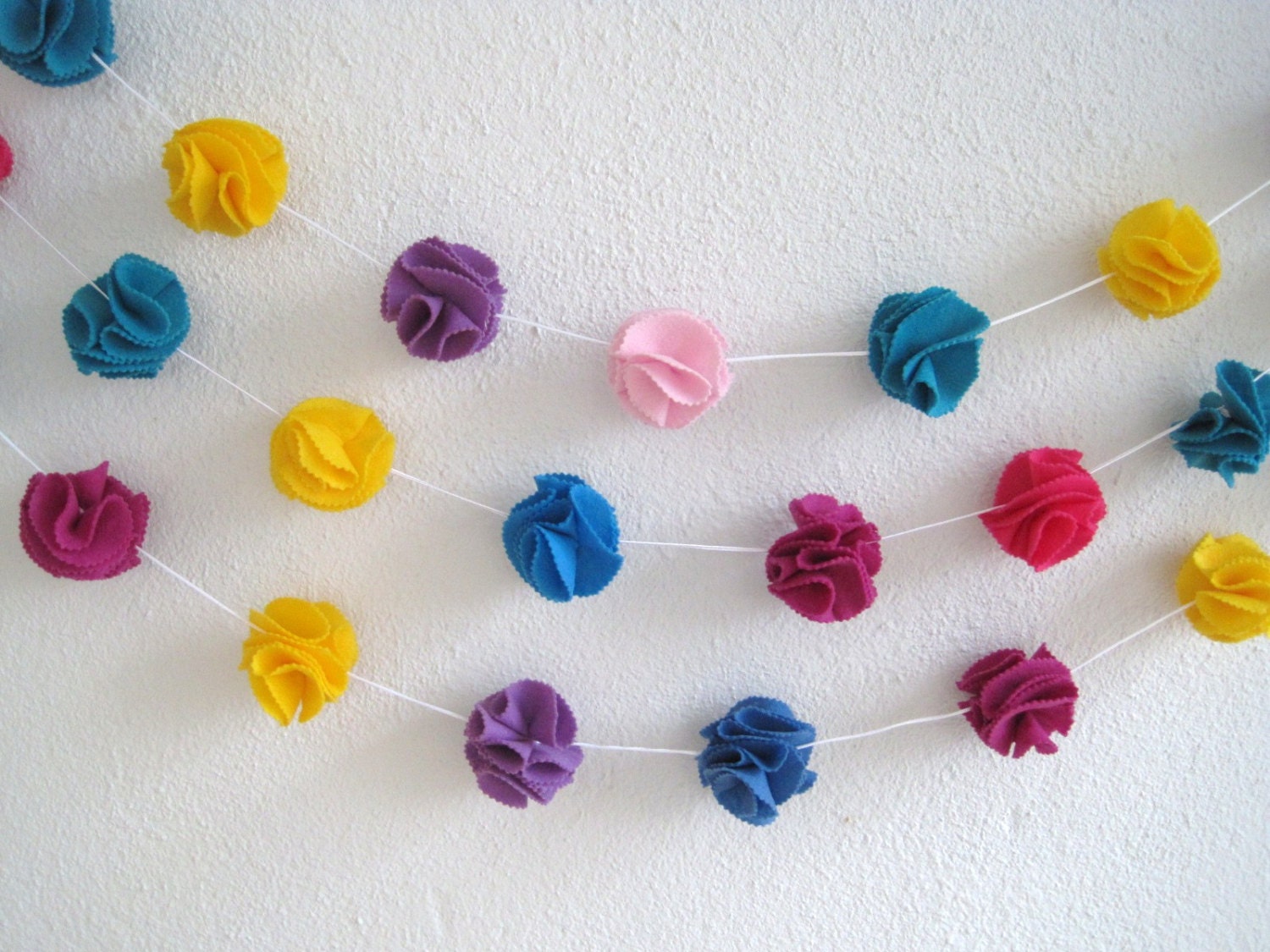 Felt PomPom Garland 8ft. Nursery Decoration Photo Prop
