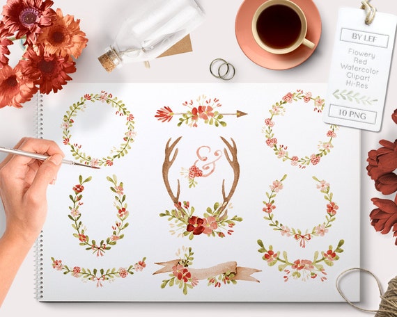 Fall Wedding Clipart Watercolor Autumn Clipart Wedding Graphics