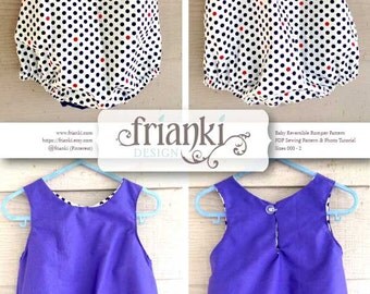 Baby Reversible Romper - PDF Sewing Pattern and Photo Tutorial - Sizes 000 to 3 - Instant Download - Kids Toddler Child Easy Sew Pattern