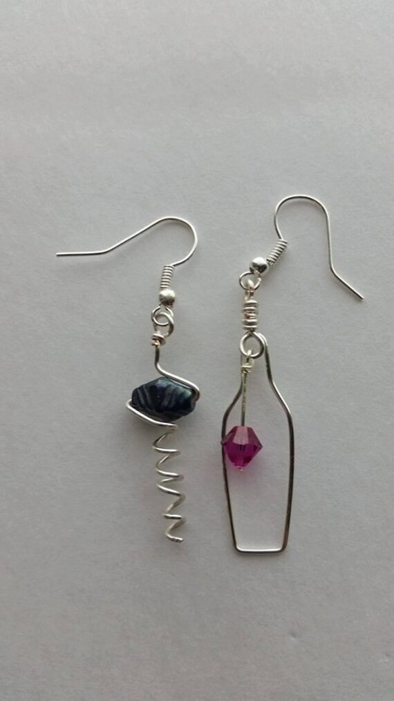 Wine bottle & cork screw earrings wine bottle by FreeStyles