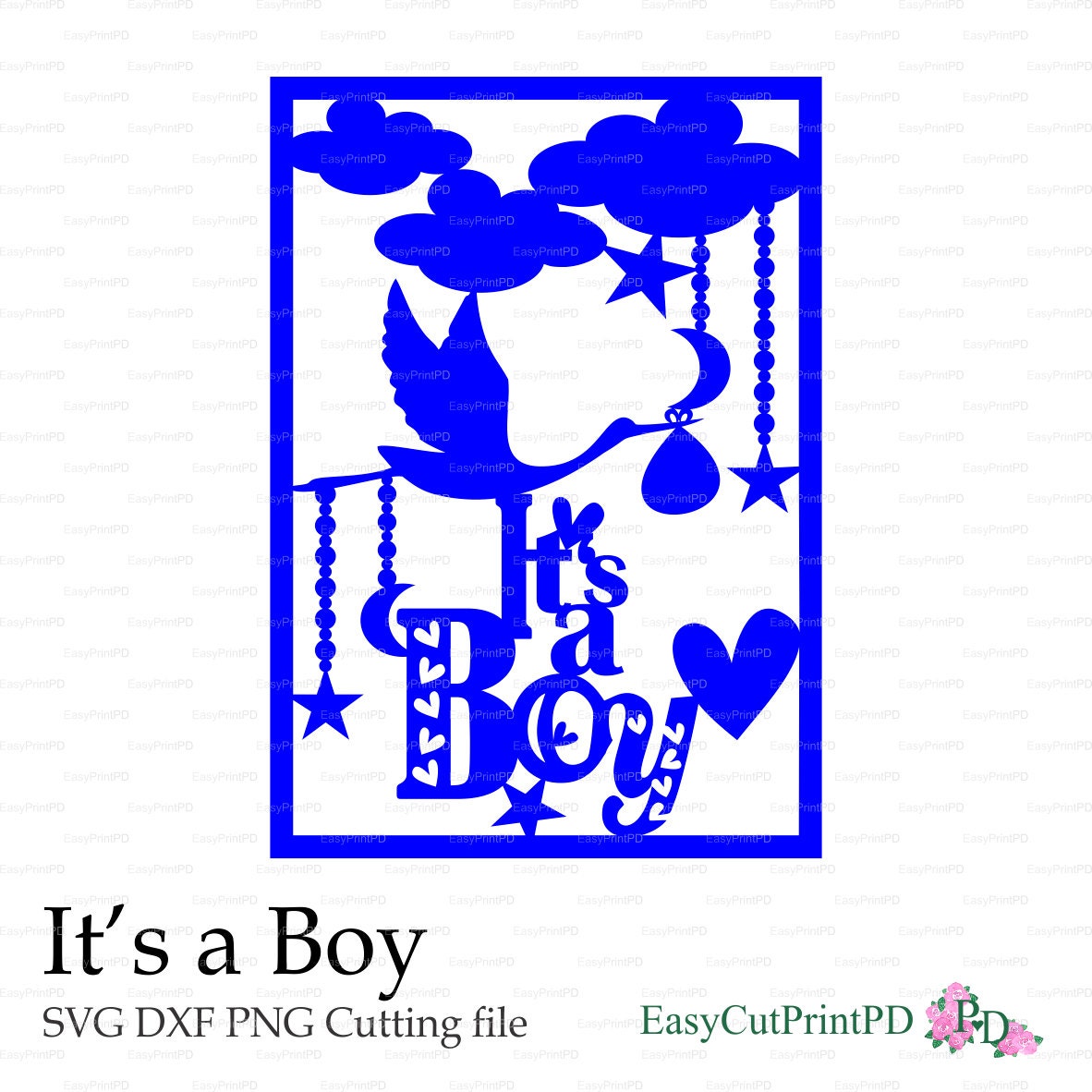 New Baby It's a Boy card paper cut svg dxf eps png