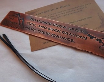 Hobbit Bookmark,Movie Bookmark,Smaug Bookmark,JRR Tolkien,Copper Bookmark, Illustrated Bookmark,Dragon Bookmark,Bookmark,Keepsake