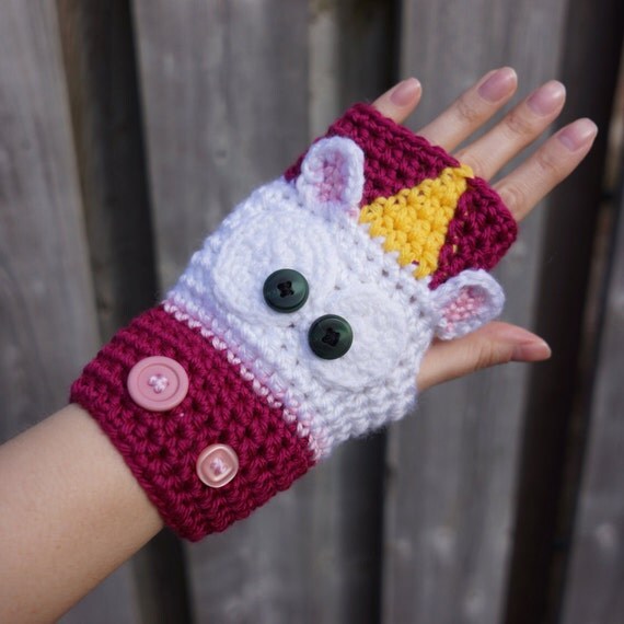 Women's Crochet Unicorn Gloves Unicorn Fingerless gloves