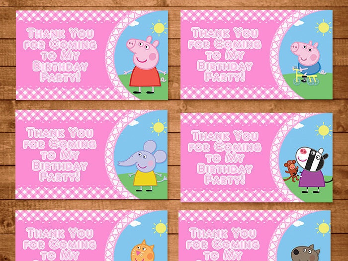 peppa pig goody bag tags pink plaid peppa by ninelivesnotenough