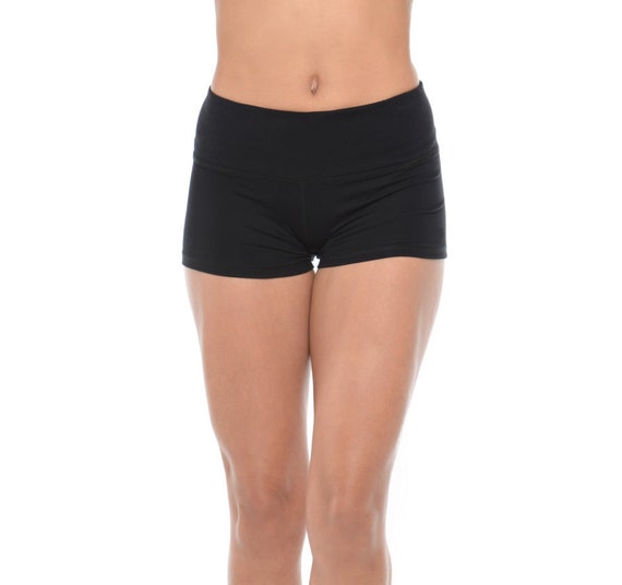 Black Opaque Hot Yoga Shortie Short by AmericanFitCouture on Etsy