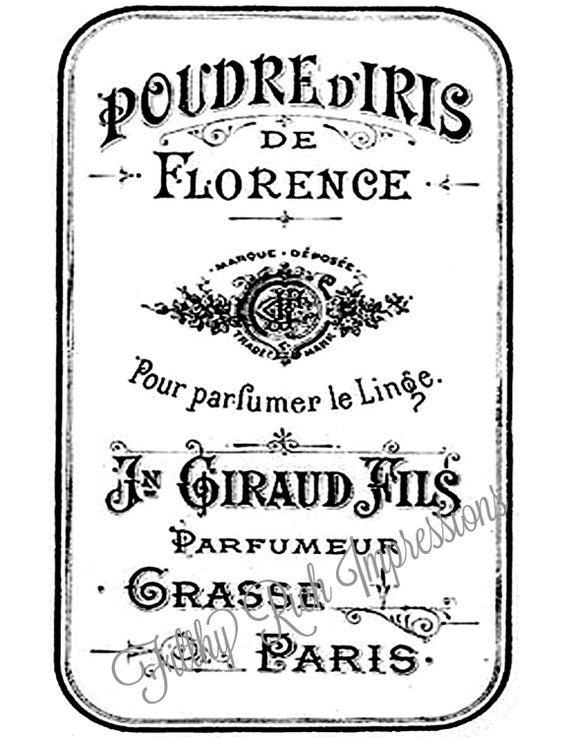 vintage french perfume label typography instant digital
