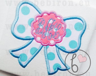 Bow Scallop Monogram Applique Design Machine Embroidery Pattern Instant Dowanload