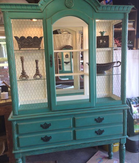 VINTAGE Hutch with Chicken Wire / China by VintageFurnitureSoCa