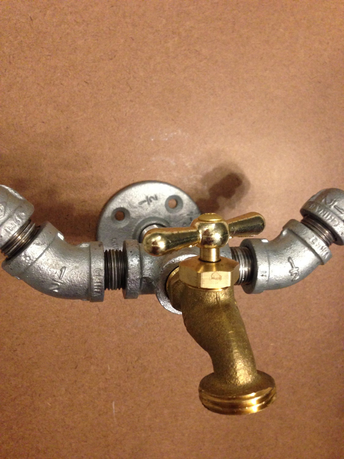 Industrial Styled Wall Mounted Double Hook with Hose Bibb