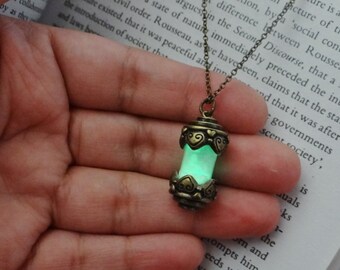 Glow In The Dark Necklace Glow Fairy Vial Jewelry Green Glow In The Dark Pendant Glow Necklace Green Glow In The Dark Jewelry Glow Gift Vial