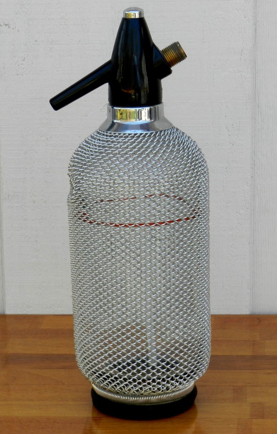 Vintage Metal Mesh Seltzer Bottle
