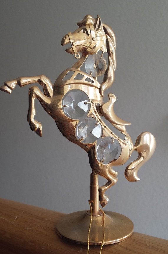 Vintage Gold Horse Figurine Gold 24K Crystal Horse Figurine