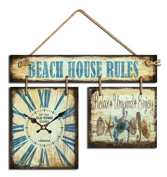 Items similar to Wall Clock Beach House Wall Clock Clock for the