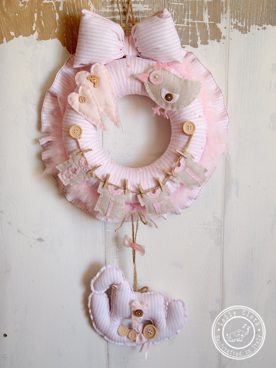 Hospital Door Hanger & Decoration Baby Girl Birth by LollyCloth