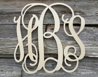 Wooden Monogram - Unpainted Wood Monogram - Wood Letters