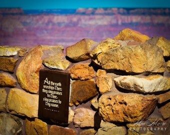 Grand Canyon print, Watchtower Psalm Fine Art Photography, travel wall art bright blue red print rock scripture vibrant decor photo