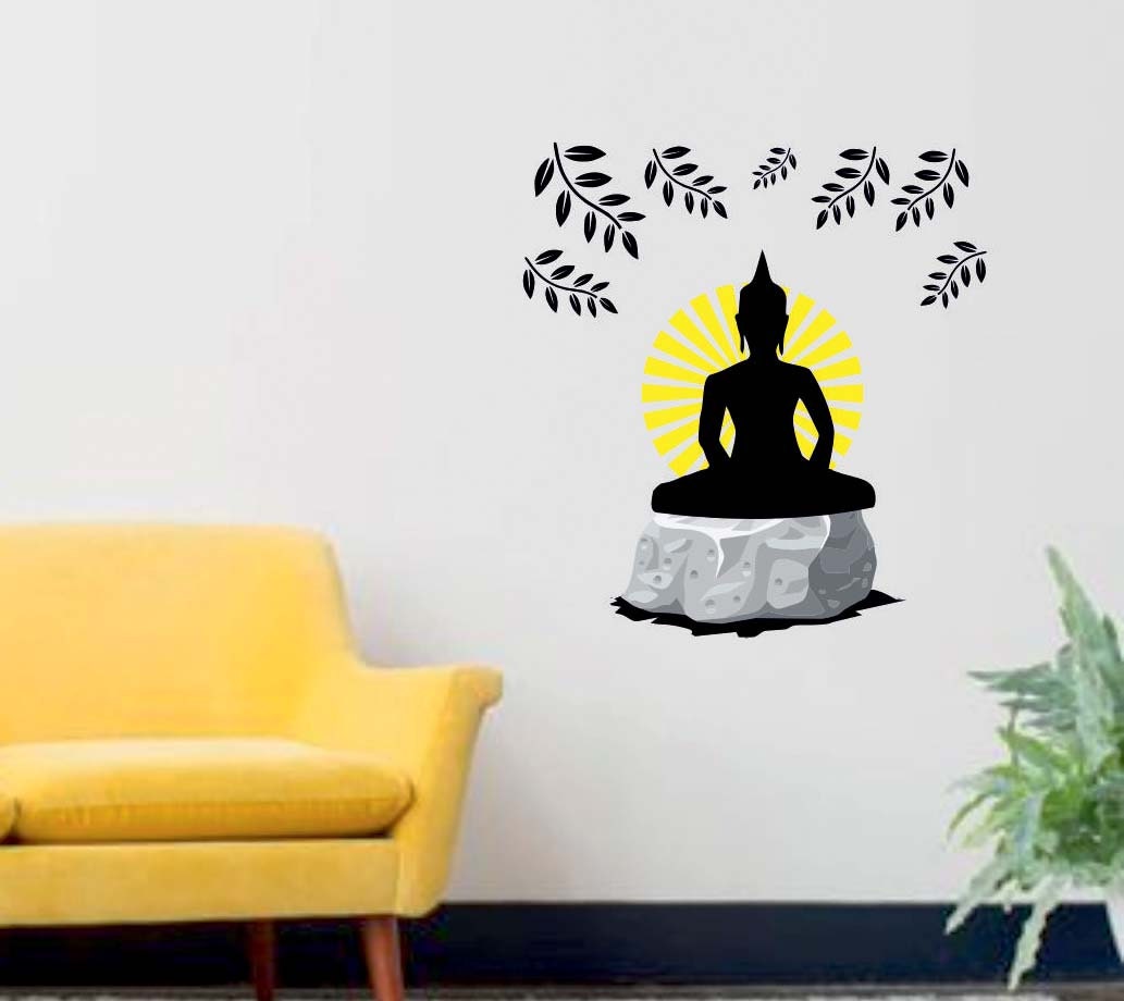 Buddha Wall Decal Reusable Vinyl Fabric Repositionable