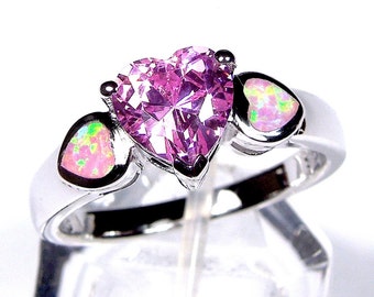 Purple Tanzanite and Fire Opal Black Ion Ring