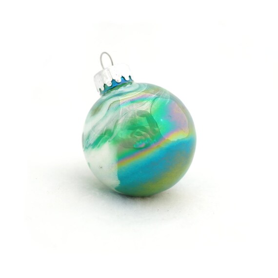 sale green iridescent ornament painted inside 2 handmade sale green iridescent ornament painted inside 2 handmade