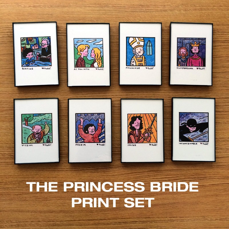 The Princess Bride PRINT SET Art Eight 4 x 6 inch prints
