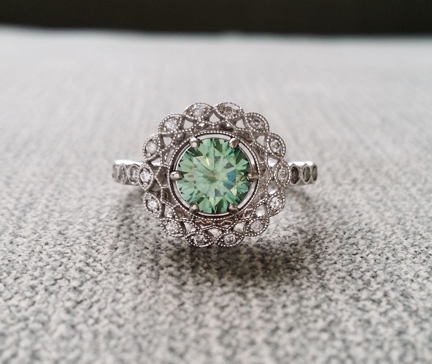 Green moissanite engagement rings