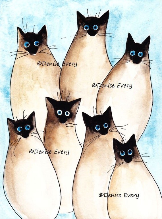 Siamese Cat Art Siamese Cats Abstract Cat Art Print fun cat