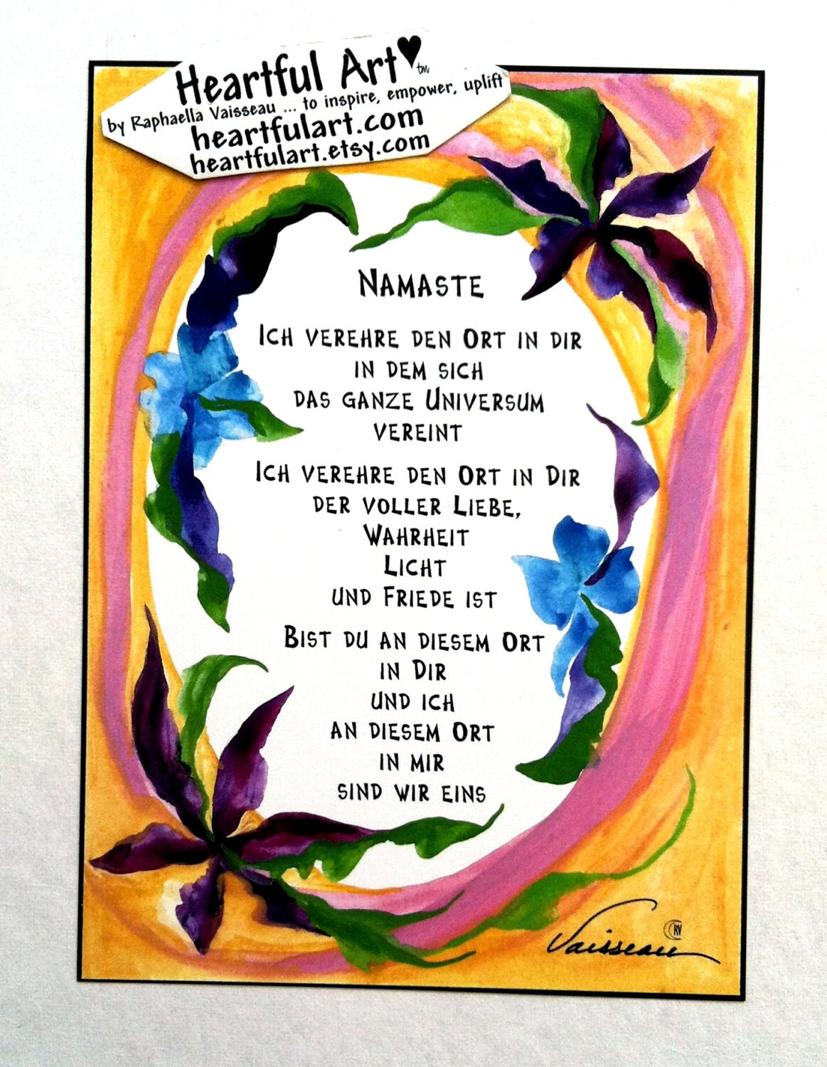 NAMASTE German Deutsch Inspirational Words by Heartfulart on Etsy