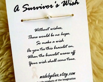 A Survivor's Wish. The Wish Bracelet for Lung Cancer Awareness. White Pearl Ribbon Edition.