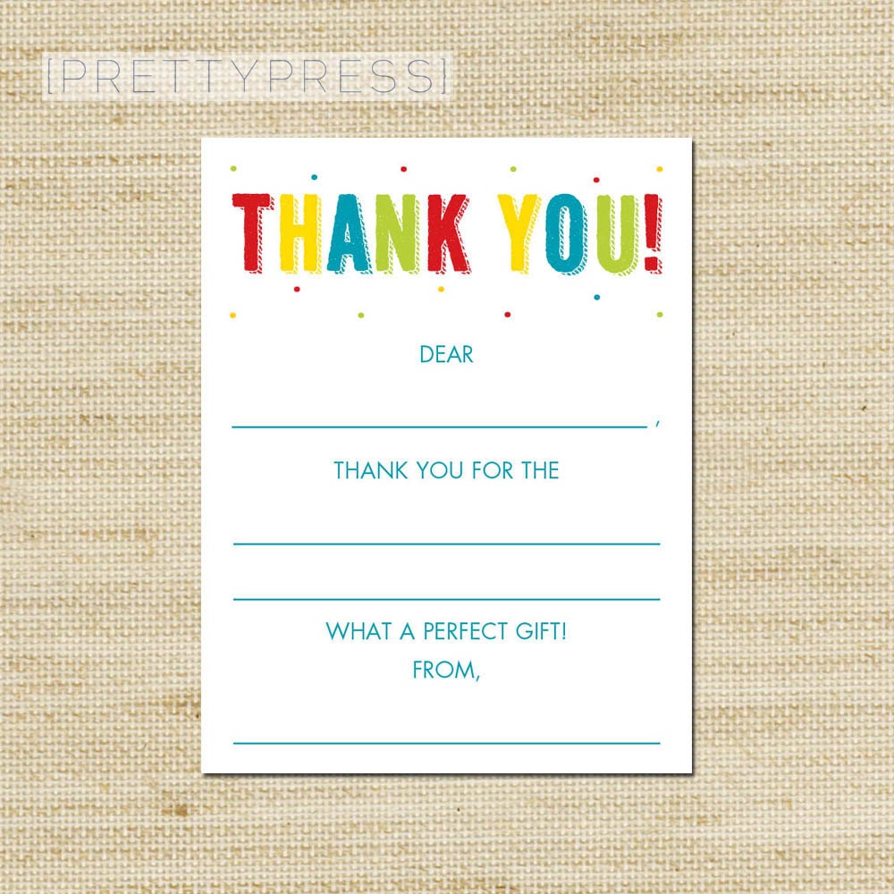 Rainbow Fill In Thank You Cards 10 kids blank note cards