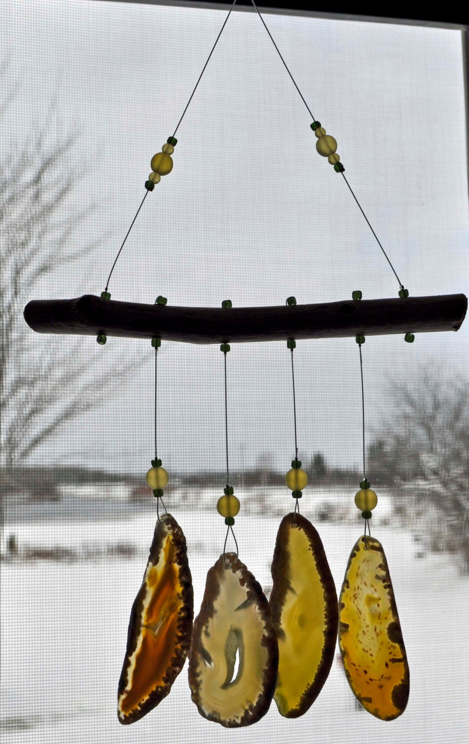 Agate Geode Wind Chime Windchime Lake Superior Driftwood Zoom
