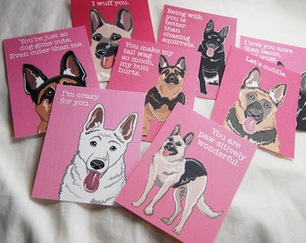 German Shepherd Valentines - Mini Eco-friendly Set of 8