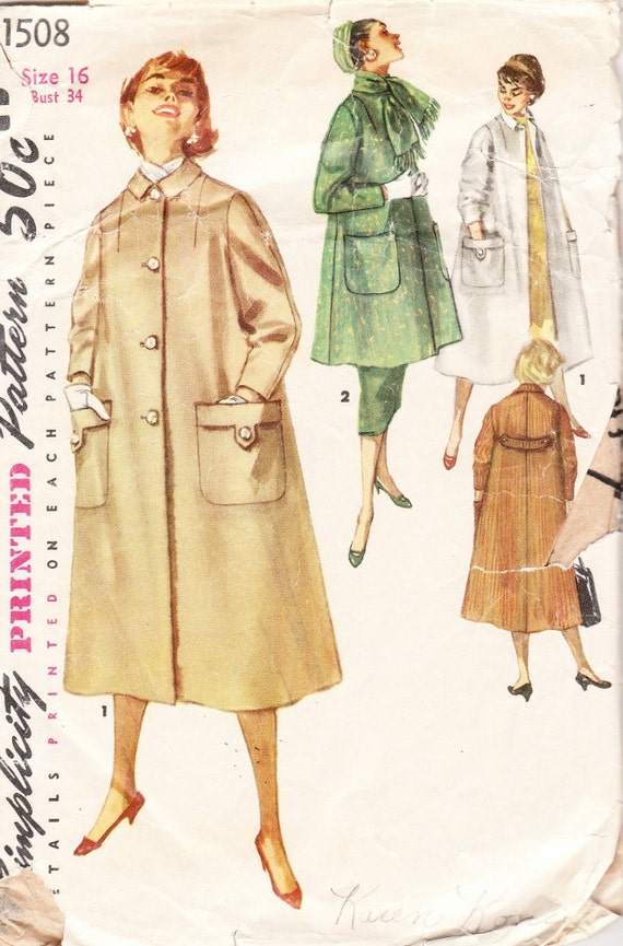 Vintage Pattern for a Woman's Winter Coat 1950's