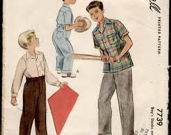 McCall 7739 Size 4 Boys Slacks and Shirt Vintage 1940 Sewing Pattern