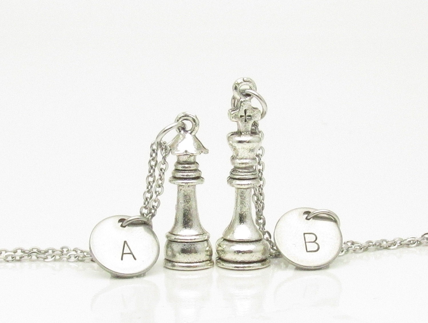 Chess Necklaces King and Queen Chess Pieces His and Hers