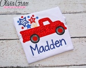 Items similar to Boys 4th of July Shirt, Truck with Firework, Patriotic ...