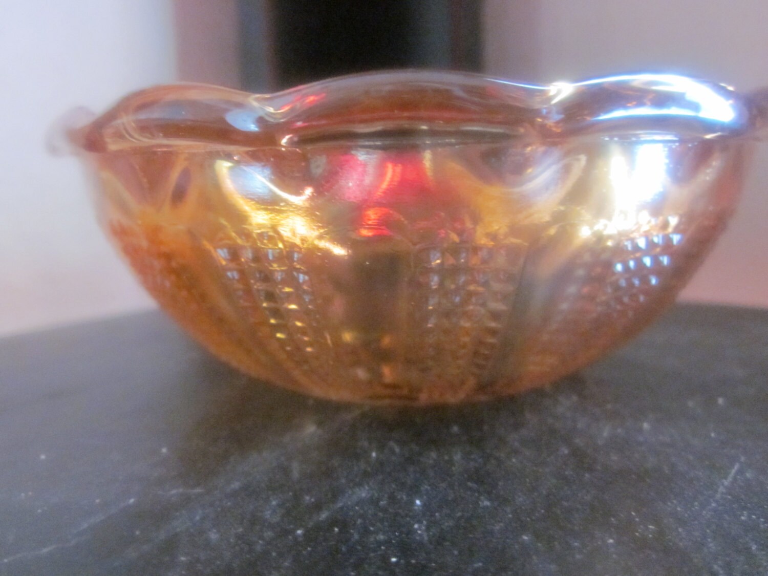 Carnival Glass Bowl Iridescent Marigold 1940 S Rare