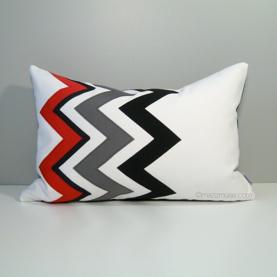 Red Chevron Pillow Cover Decorative Outdoor Pillow Case