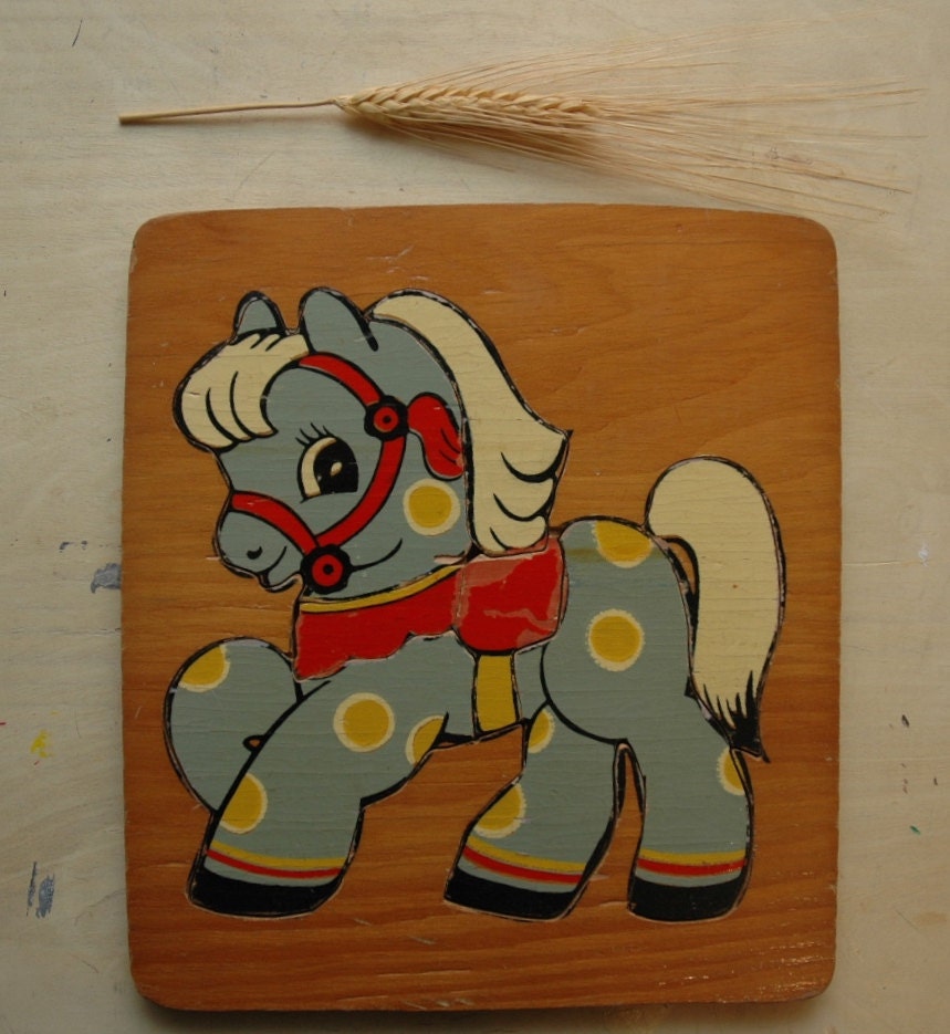 Antique Wood Puzzle Vintage Wooden Toy Circus Pony New