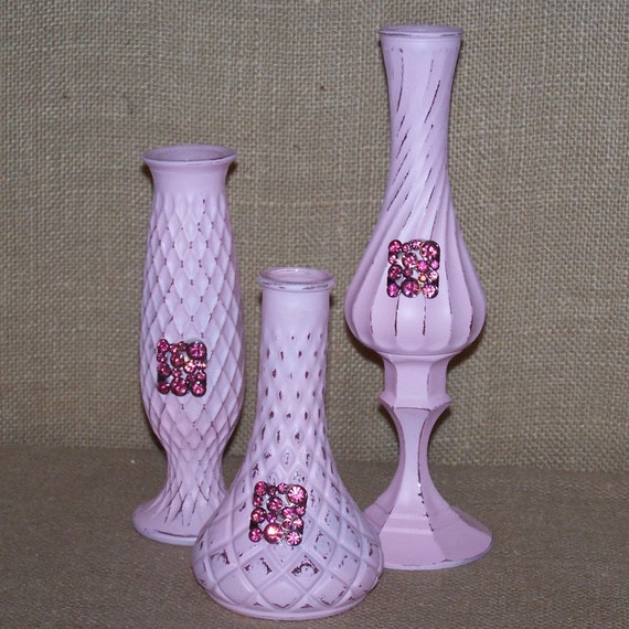 Pink Vases Pink wedding vases Pink by ReVampedChicDesigns