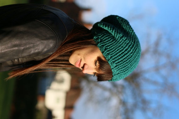 Emerald Slouchy Beanie Hat