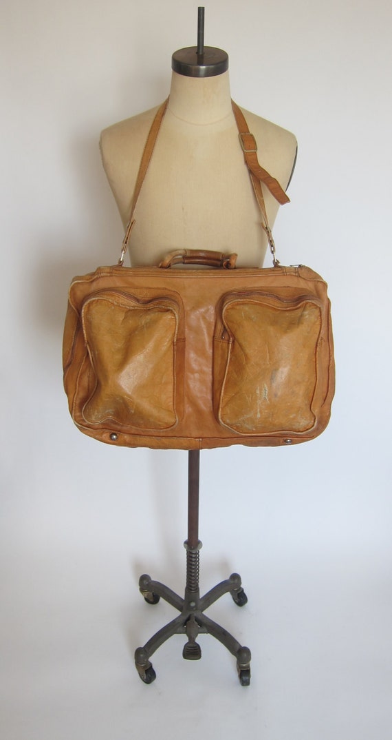 Vintage DISTRESSED LEATHER Shoulder Bag by unionmercantileman