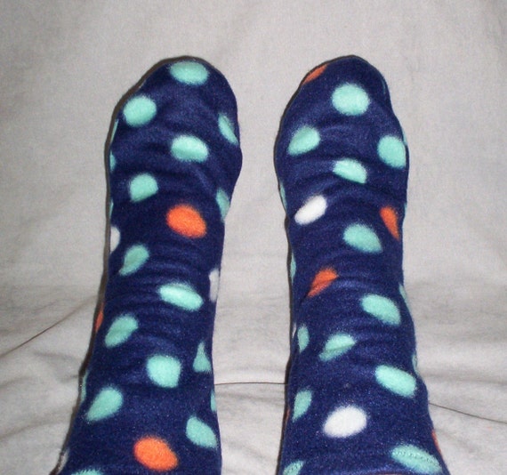 Women's Warm Fleece Socks Colorful Polka by UniquesewingBoutique