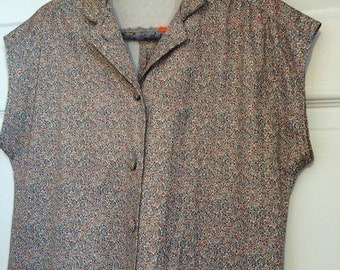 Floral Print Dress Casual Vintage 70s 1970s Retro Casual S