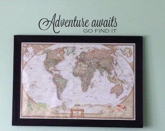 Adventure awaits go find it Vinyl Wall Decal - Travel Vinyl Wall Decal - Travel Wall Decal - Adventure awaits decal - Adventure Vinyl Decal
