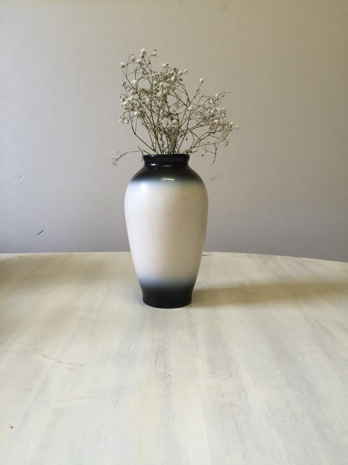 Navy Blue ombre ceramic bud vase pottery by TrudysStoreVintage