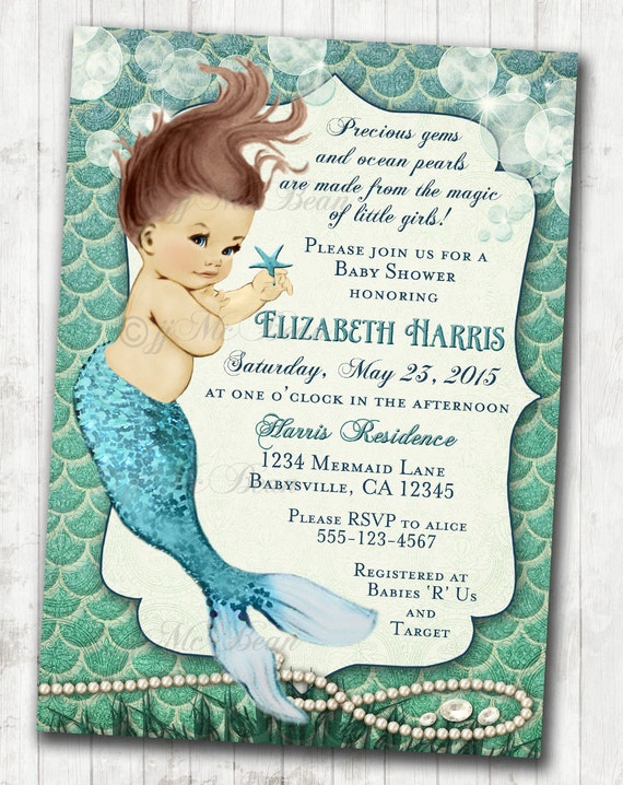 Mermaid Themed Baby Shower Invitations 4