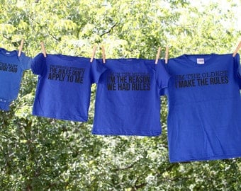 Sibling Shirts Set of 5 // Family Shirts // Reunion shirts // Oldest, Middle, Youngest, Baby // Custom Tshirts