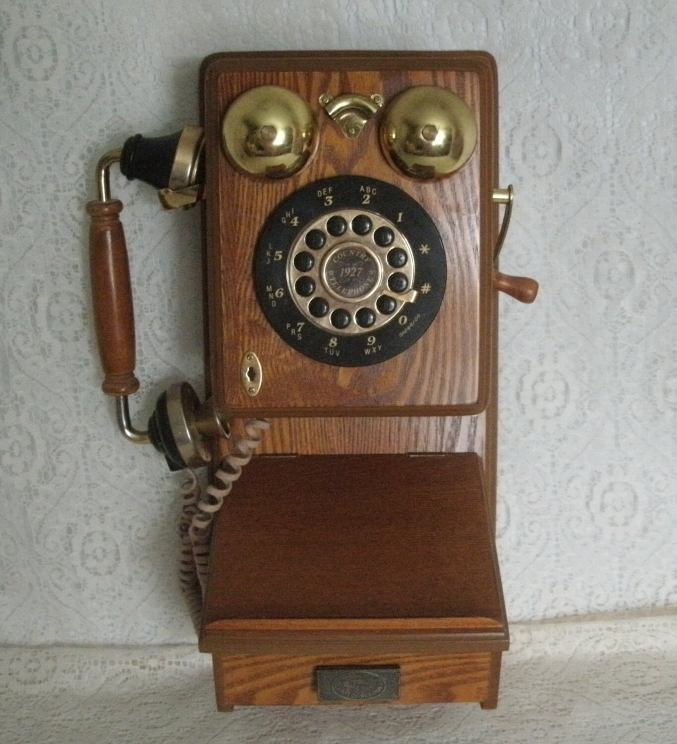 Vintage 1990 Replica Of 1927 Wall Phone brass by Sheekydoodle